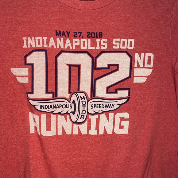 2018 Indianapolis Indy 500 TShirt Men’s M Red Made in USA Soft 102nd Running - Picture 2 of 5